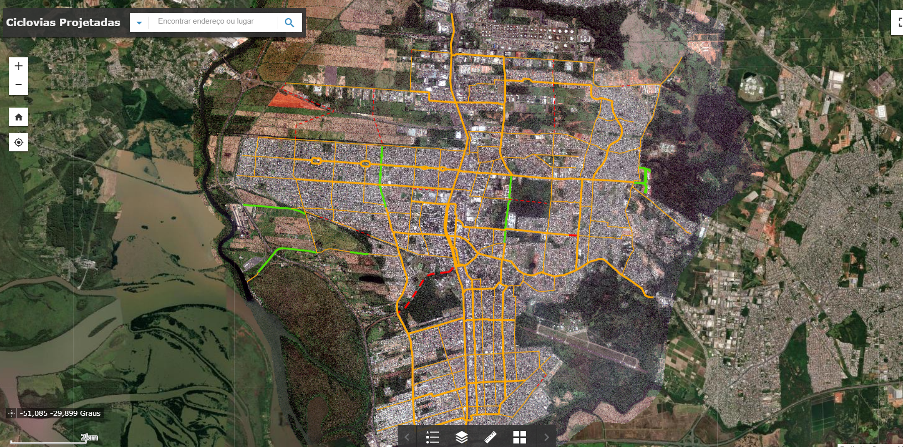 Mapa da Malha Cicloviária de Canoas