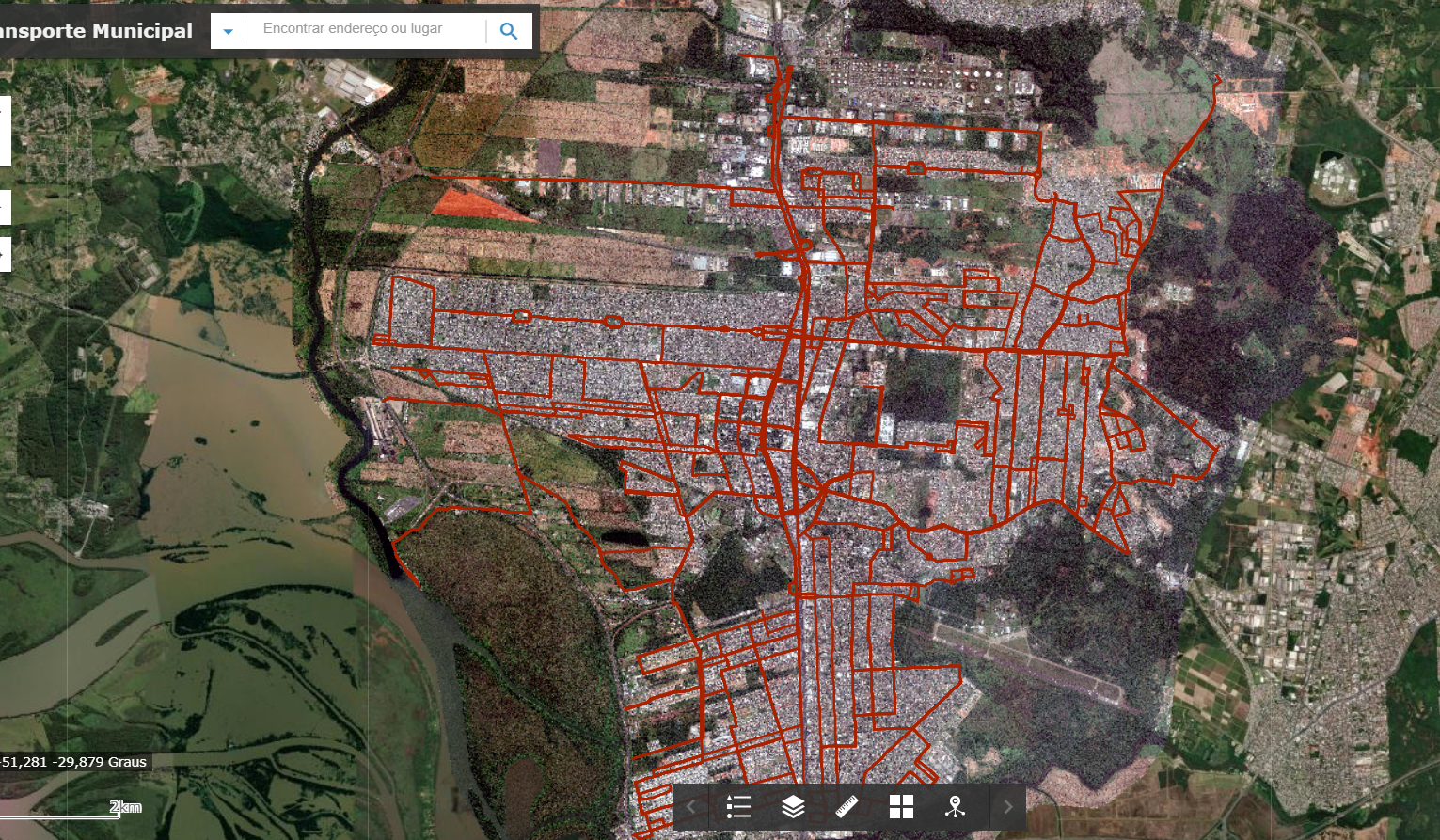 Mapa de Integração com Transporte Público